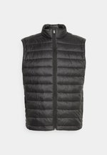 Water-repellent slim-fit gilet with logo patch Black