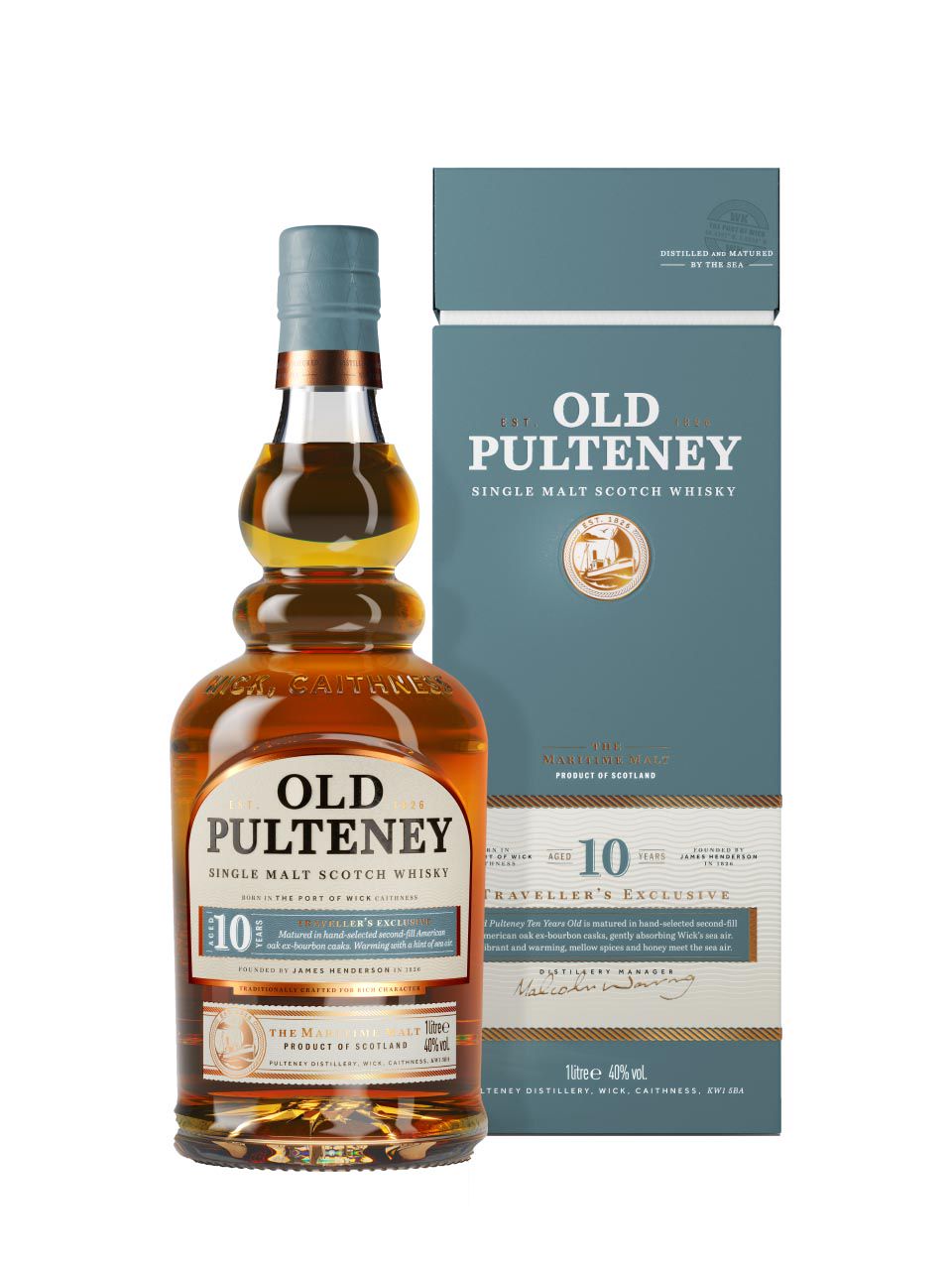 Old Pulteney 10y Highland Single Malt Scotch Whisky 40 % 1L gaveæske