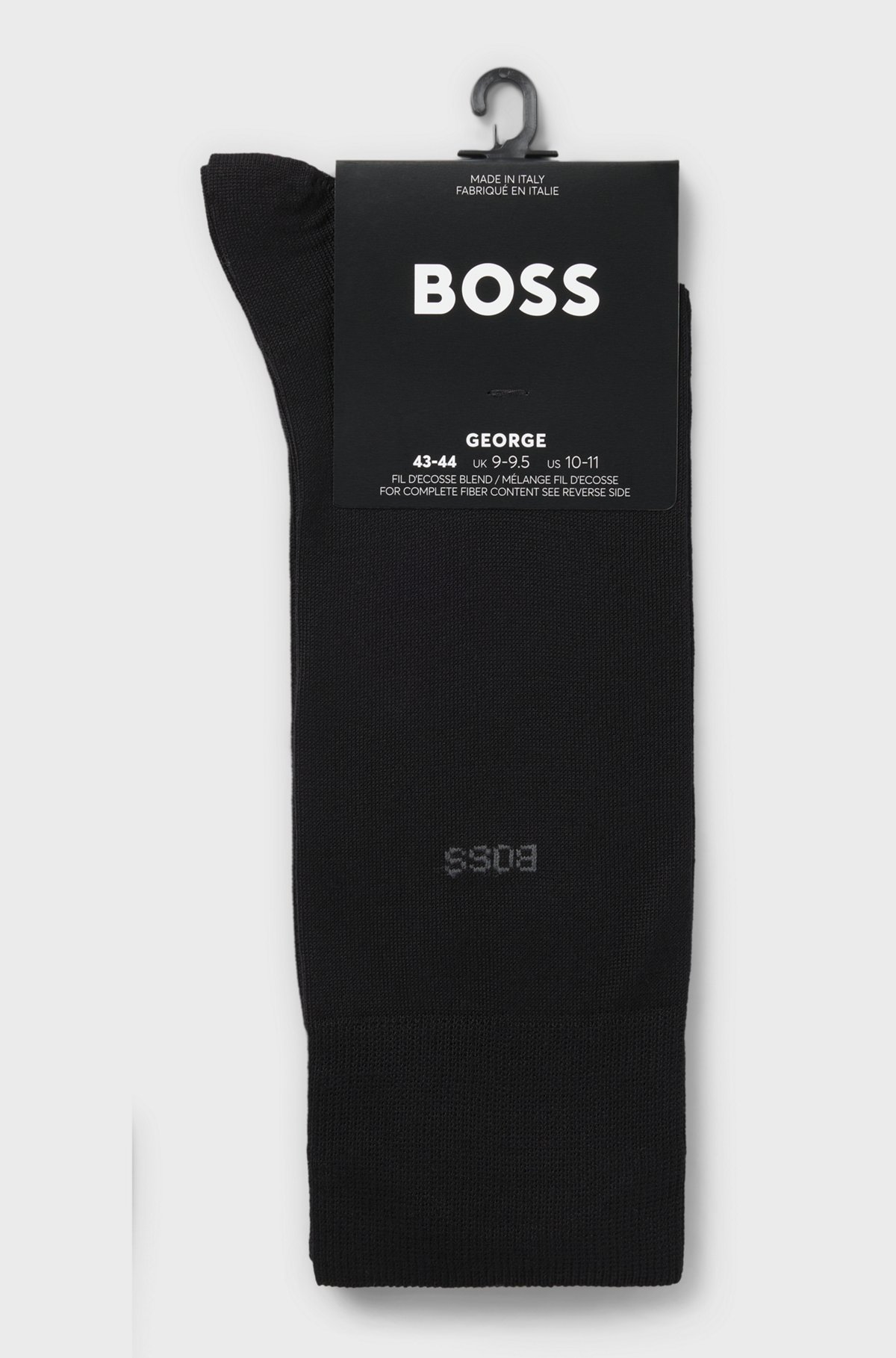 Regular-length logo socks in mercerised Egyptian cotton Black