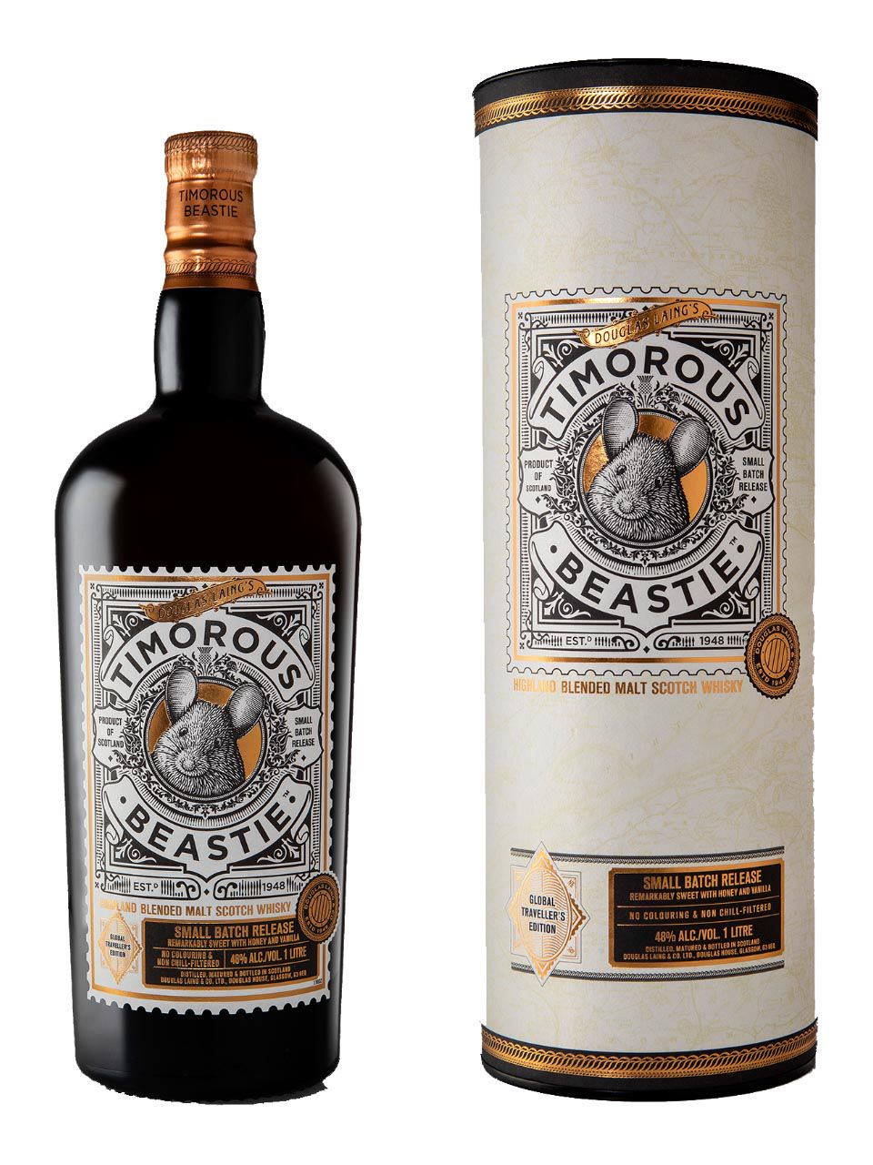 Timourous Beastie Blended Malt Scotch Whisky 48% 1L gift pack