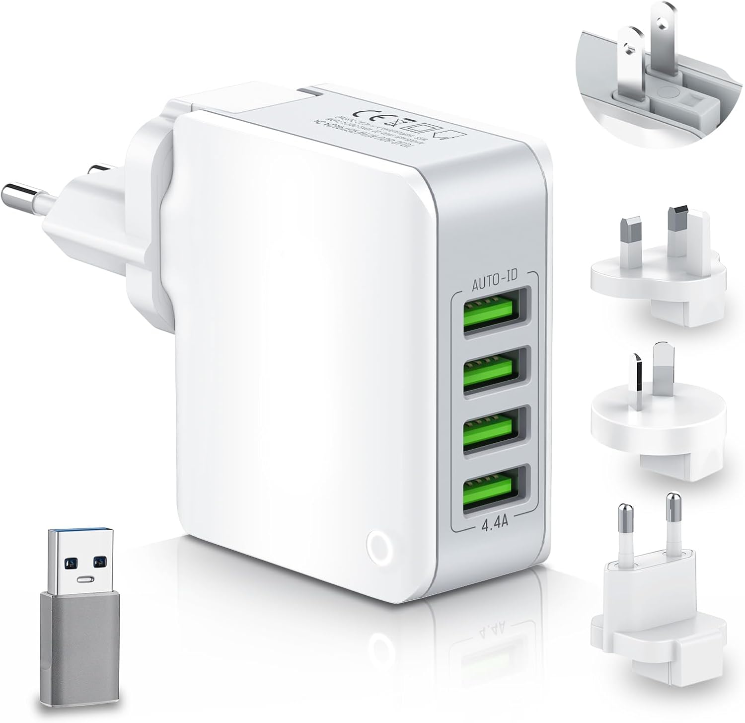 Travel Blue, Adapter & USB-Ladegerät. World to EU